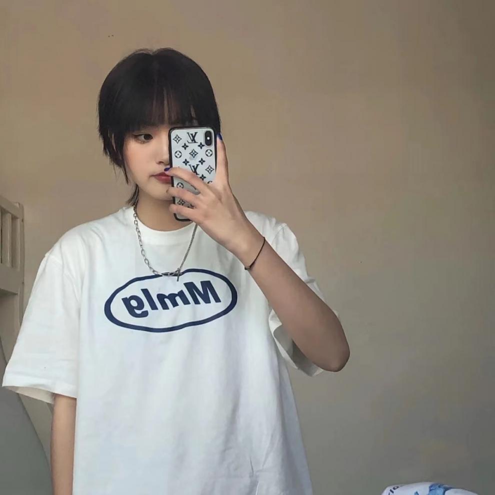 mmlg短袖t恤女1987印花纯棉夏季新款ins宽松圆领韩国潮牌情侣上衣团购