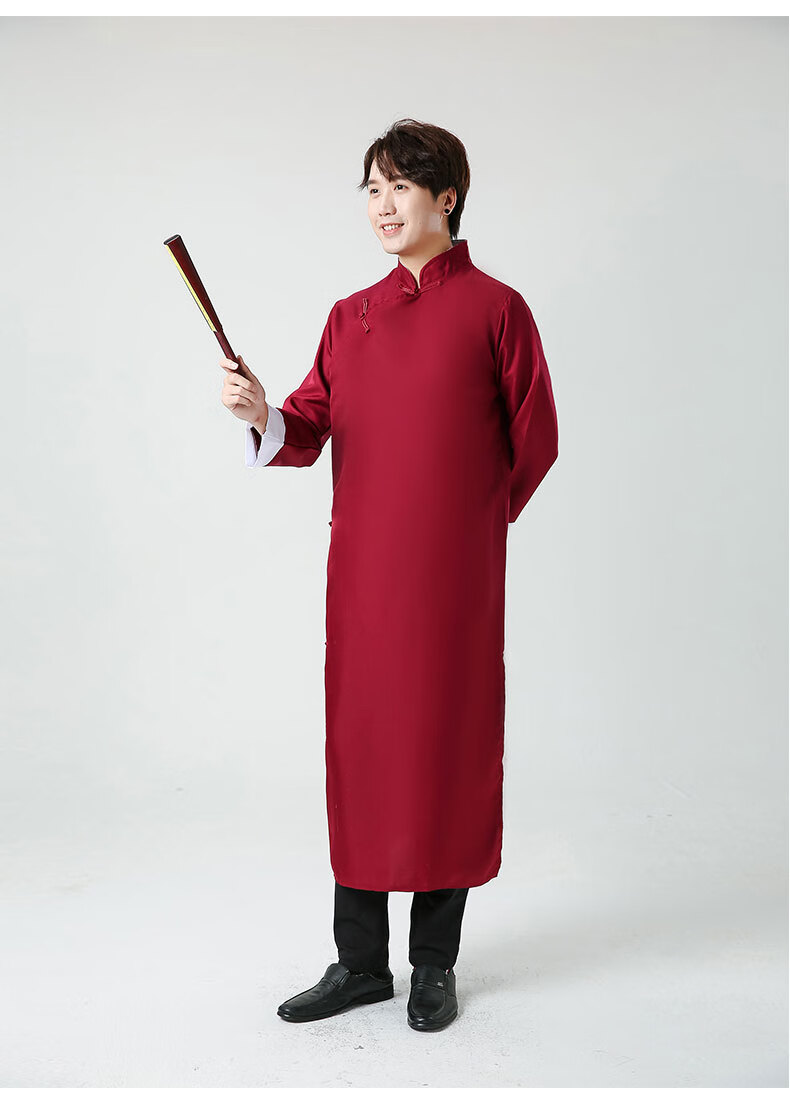 中国风大褂相声相声服大褂男士民国长袍马褂中国风主持伴郎服中式青年