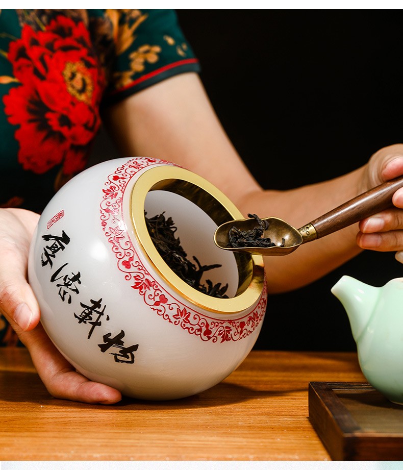 润金阁 琉璃茶叶罐摆件 家居客厅茶室收纳摆设 老板办公室桌面摆放 送