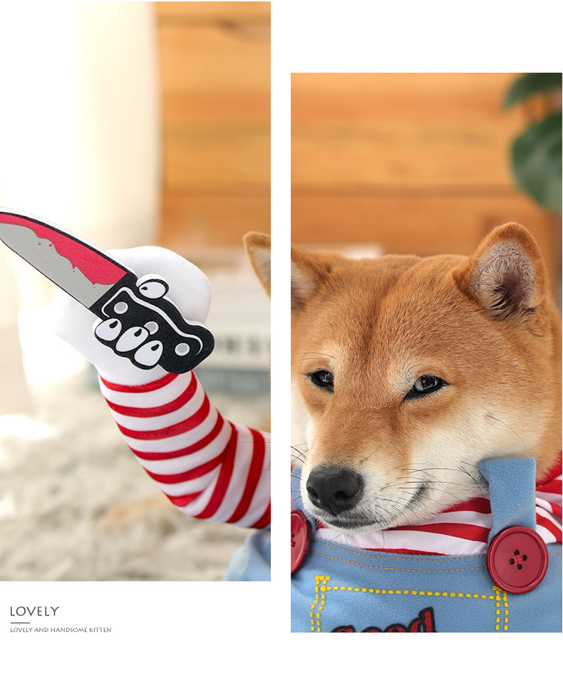 抖音同款狗狗拿刀衣服搞笑搞怪变身装宠物网红柴犬柯基带刀小型犬