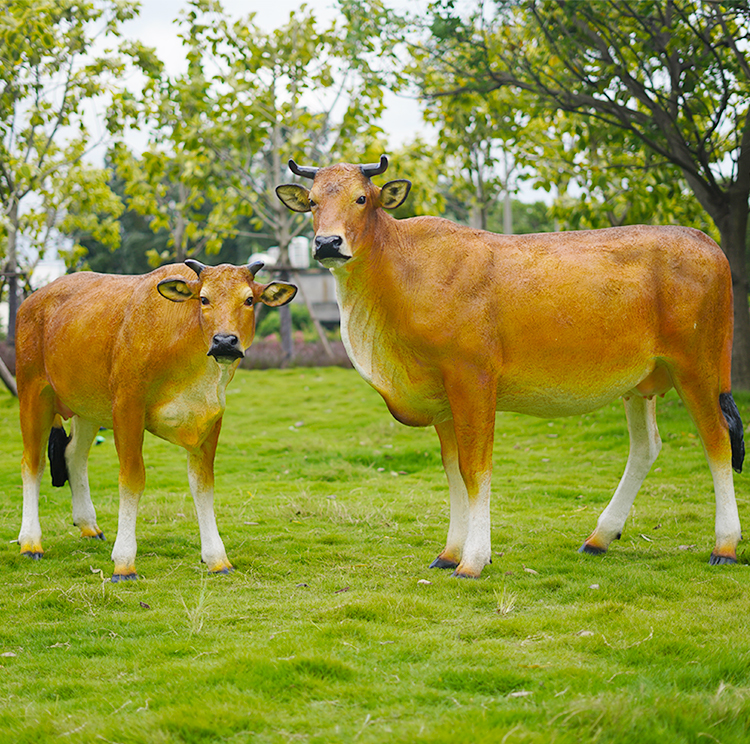 仿真黃牛雕塑擺件動物擺設西門塔爾牛大模型園林景觀公園裝飾戶外米