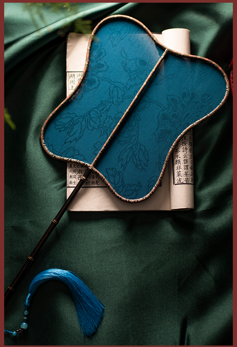 苏州手工花真丝花罗扇长柄宫扇唐宋旗袍汉服团扇古风轻罗小扇扇子 09