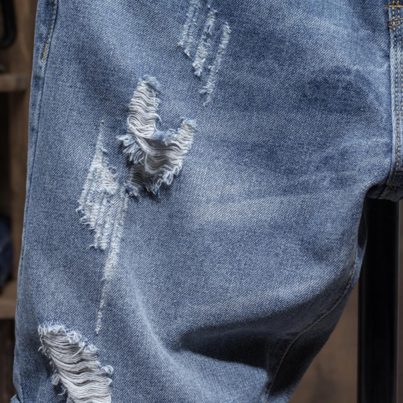 清中乔短裤男士夏季大裤衩破洞牛仔短裤男五分裤潮牌工装宽松大码夏季