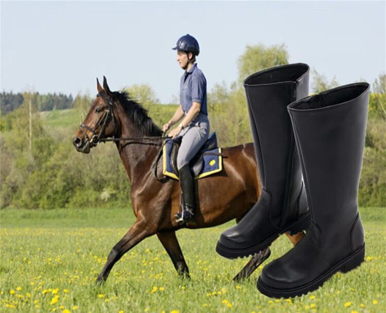 学生升旗手皮鞋马术骑马靴男高筒靴女长筒靴骑士靴鼓乐队中性定制品质
