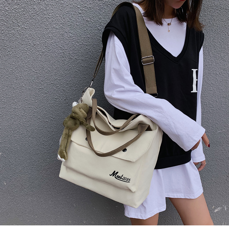 女学生包包斜跨包韩版 日系原宿风帆布包ins斜挎包包女ulzzang韩版
