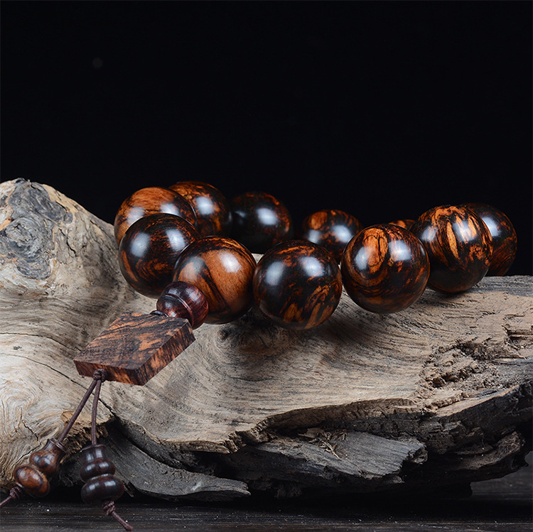 miqiao缅甸小叶烟花山水纹藤香木手串手链酷似海南降香黄檀 精选山水