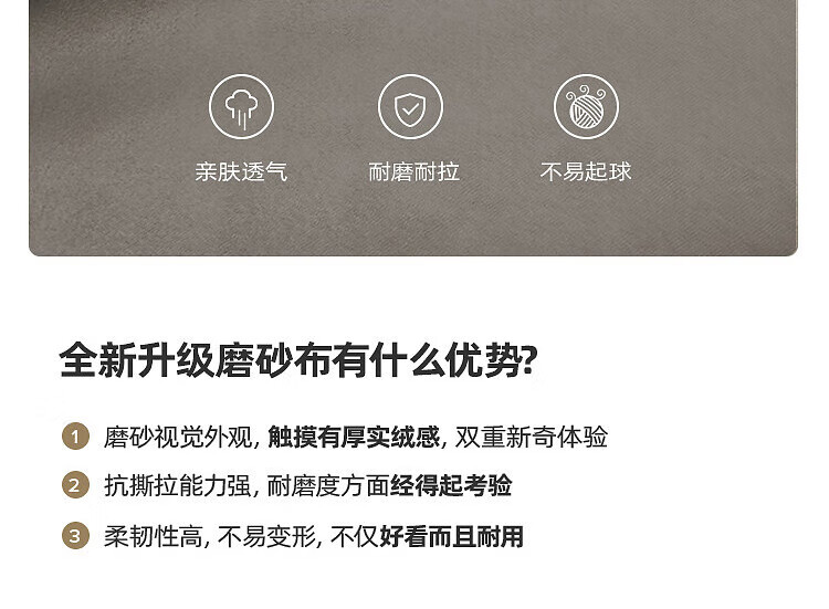 丝家迪意式沙发客厅猫抓皮现代简约直排乳胶磨砂科技3公分布艺沙发式大小户型轻奢乳胶科技布艺沙发 磨砂绒3公分水洗乳胶坐垫 1.2m 单人位详情图片7