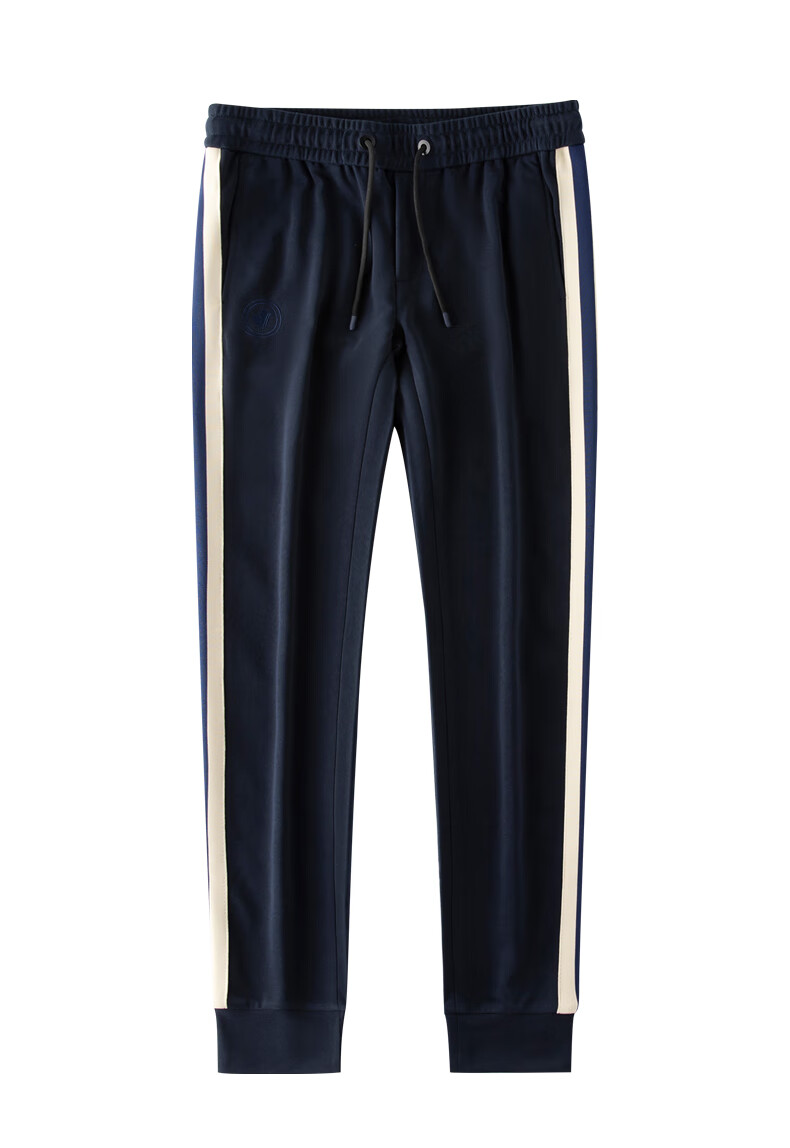 蒙口 密码运动·裤男夏季款显瘦束脚长裤宽松休闲侧条纹纯棉裤子男 浅