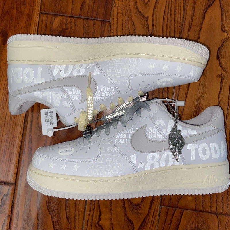适配1白灰3m反光字母鸳鸯双拼色af1空军一号鞋带 f66-灰色反光字母