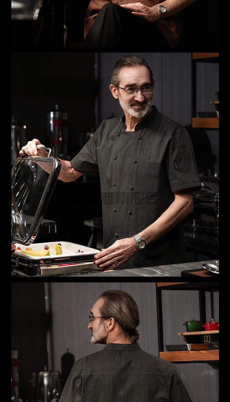 米其林厨师工作服厨师长衣服米色男高端酒店餐饮饭店餐厅厨房特色服