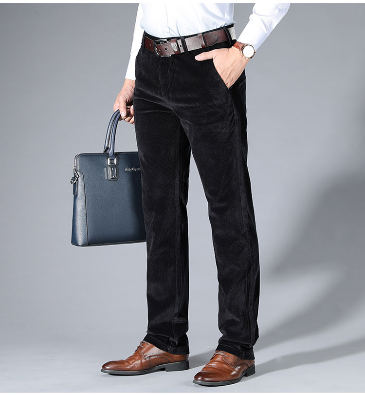 卡帝乐鳄鱼轻奢高档男装加厚冬灯芯绒男裤男士粗条绒宽松长裤子高腰深