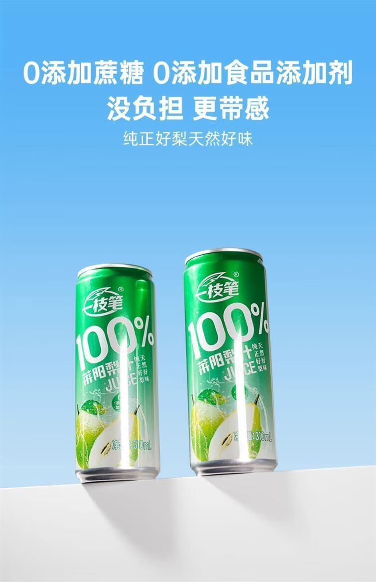 2，一支筆萊陽梨汁 一枝筆萊陽梨汁飲料310ml*8罐家庭裝 梨汁果汁飲品 【泡沫箱】萊陽梨汁310ml*8罐