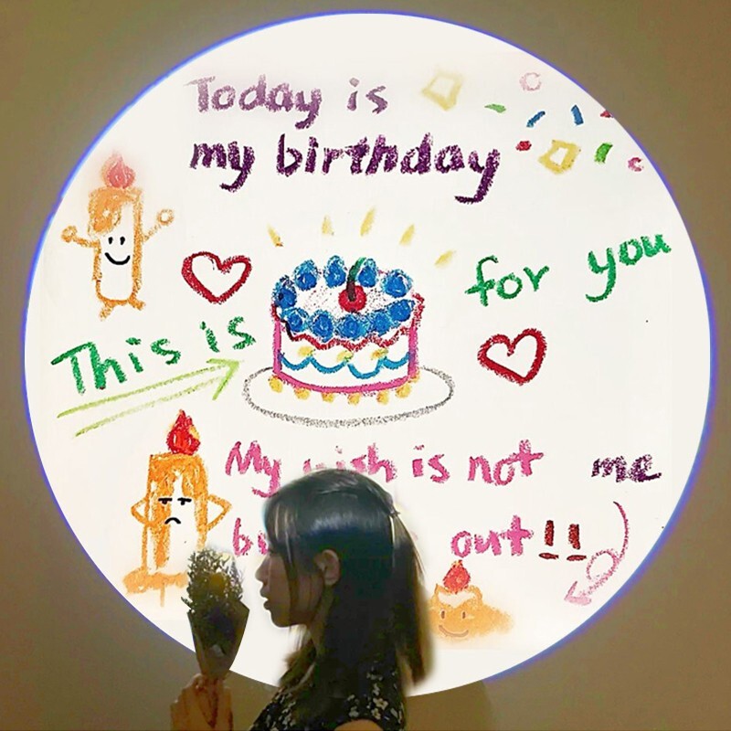 网红迷你生日快乐装饰投影仪ins风男女孩儿童创意卡通生日投影灯派对