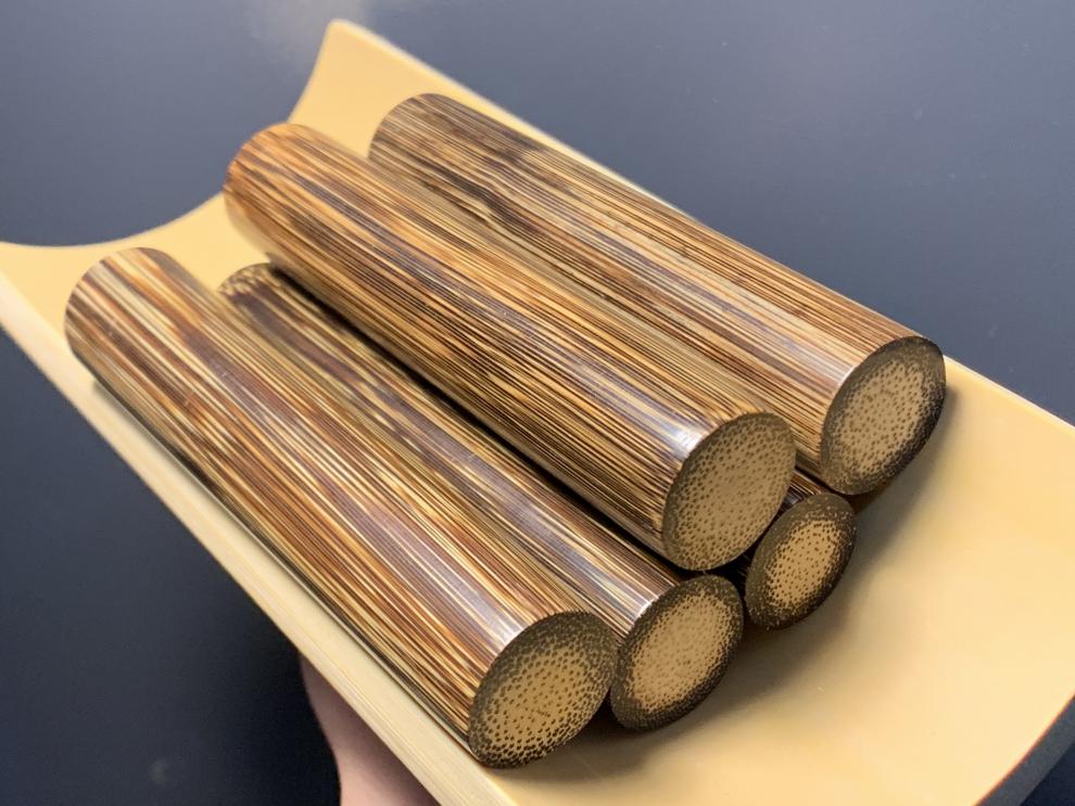 奥展龙血金丝竹实心竹玉竹老料正圆纯手工镜面高抛文玩手把件竹棍八