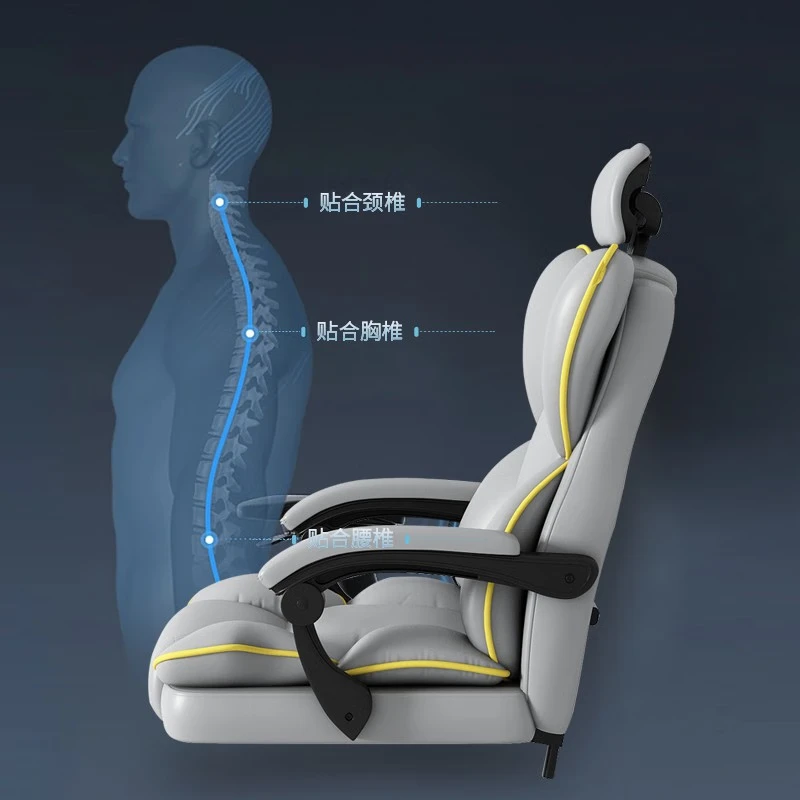 Orenford computer Chair, Office Chair, Gaming Chair, Home Ergonomic Chair, Boss Chair, streamer backrest chair, Leather swivel chair, Ergonomic chair - Gray + Latex + footrest [Cat Scratch skin] thumbnail 3