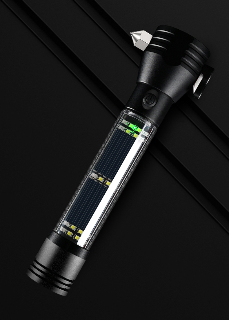 汽车安全锤车用多功能手电筒四合一车载破窗器逃生锤消防应急救生红色