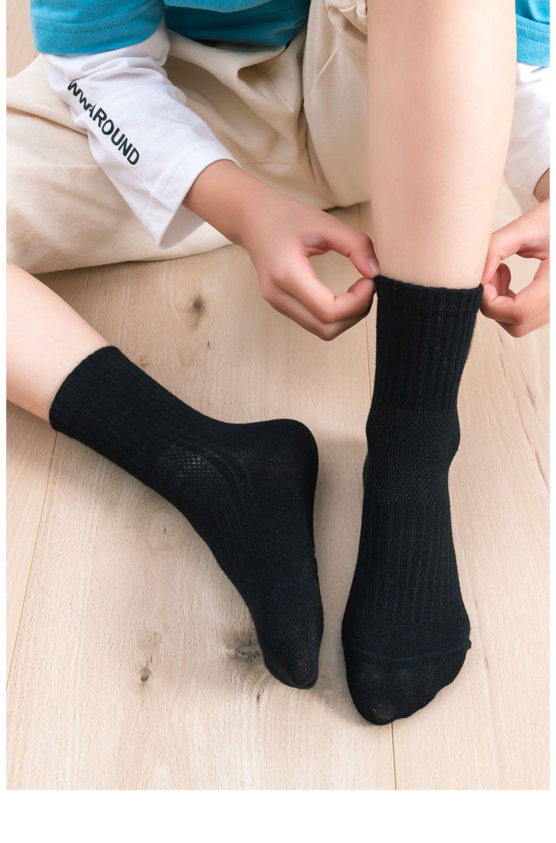 学生白袜薄棉袜儿童白袜子男童棉中筒夏款薄款透气夏天男孩大童夏 -中