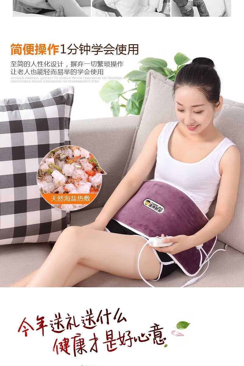 保暖用品粗盐电加热理盐袋子艾草热敷包驱寒祛湿排寒 高低档控温(配艾草药包) 1个