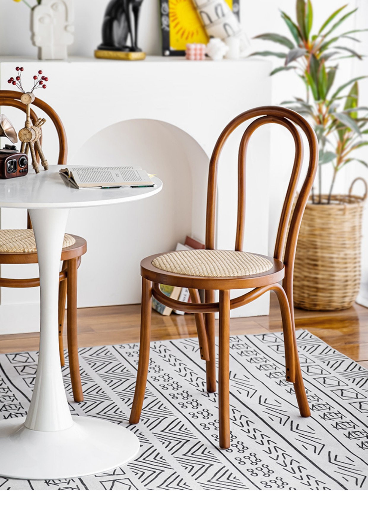 thonet椅美式法式复古索耐特椅子北欧设计师家用中古藤编实木餐椅