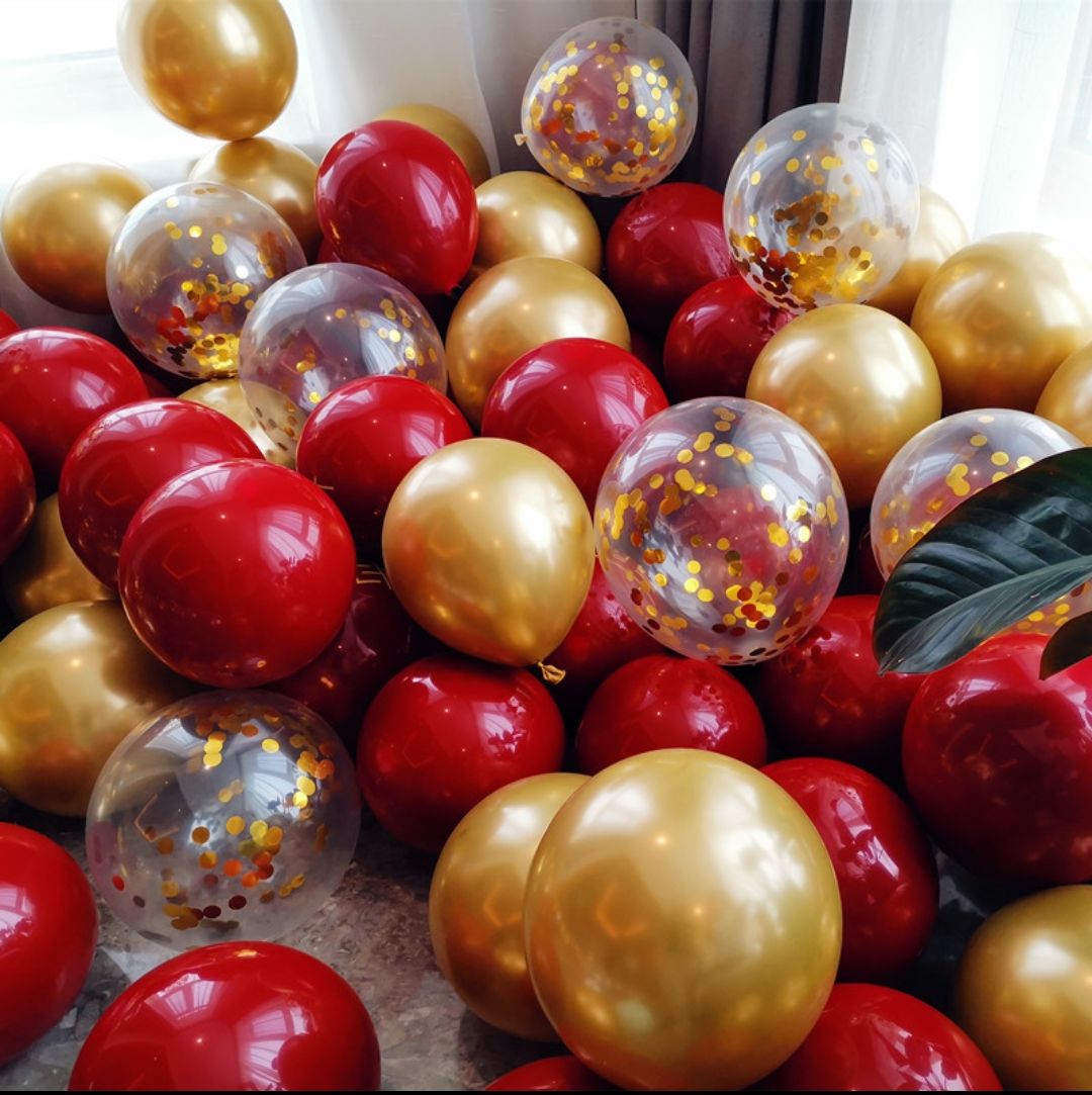 气球红色婚房装饰生日双层加厚防爆网红布置婚庆用品 石榴红气球5个