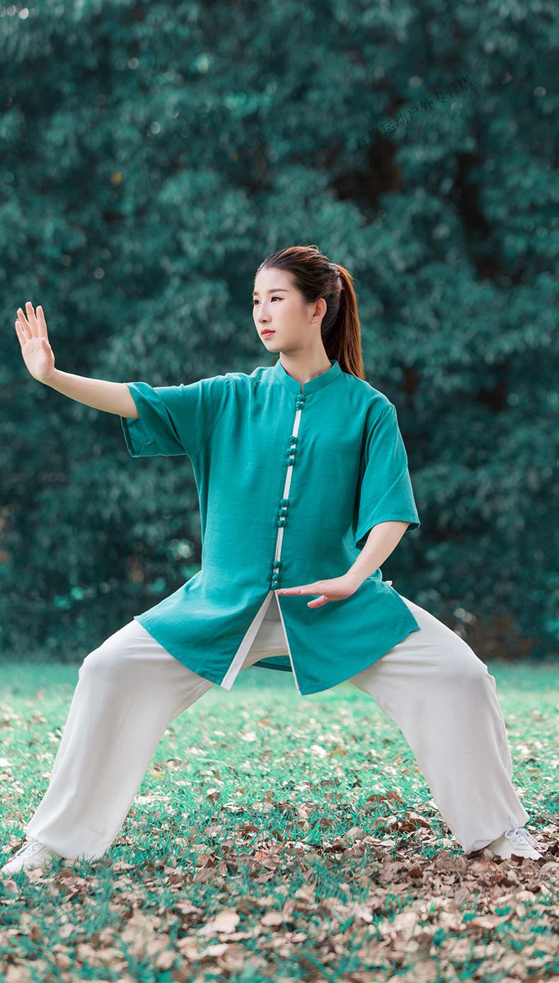 太极服夏季2022年新款短袖太极服女夏季太极拳练功服装男高端薄款棉麻