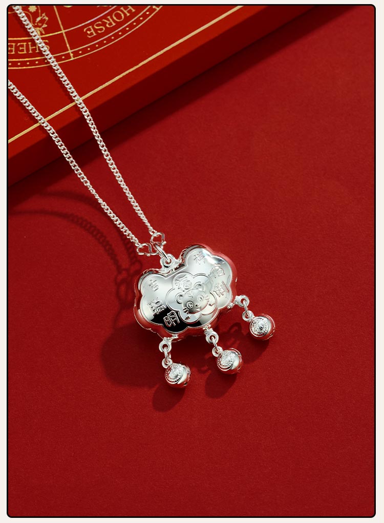 s999宝宝福锁虎年足银锁片长命锁婴儿满月周岁礼物s999银虎宝宝聪明