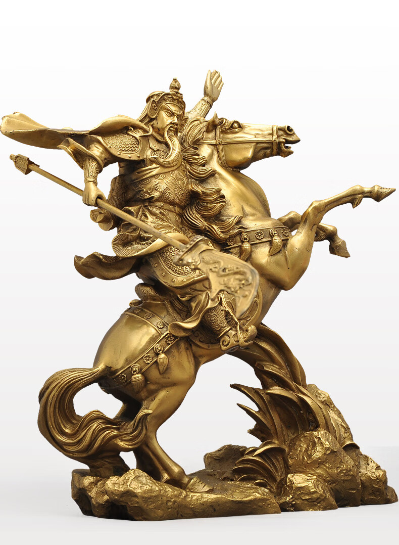 关公骑马铜摆件佛像关羽关二爷武财神爷办公室工艺品开业礼品 7寸关公