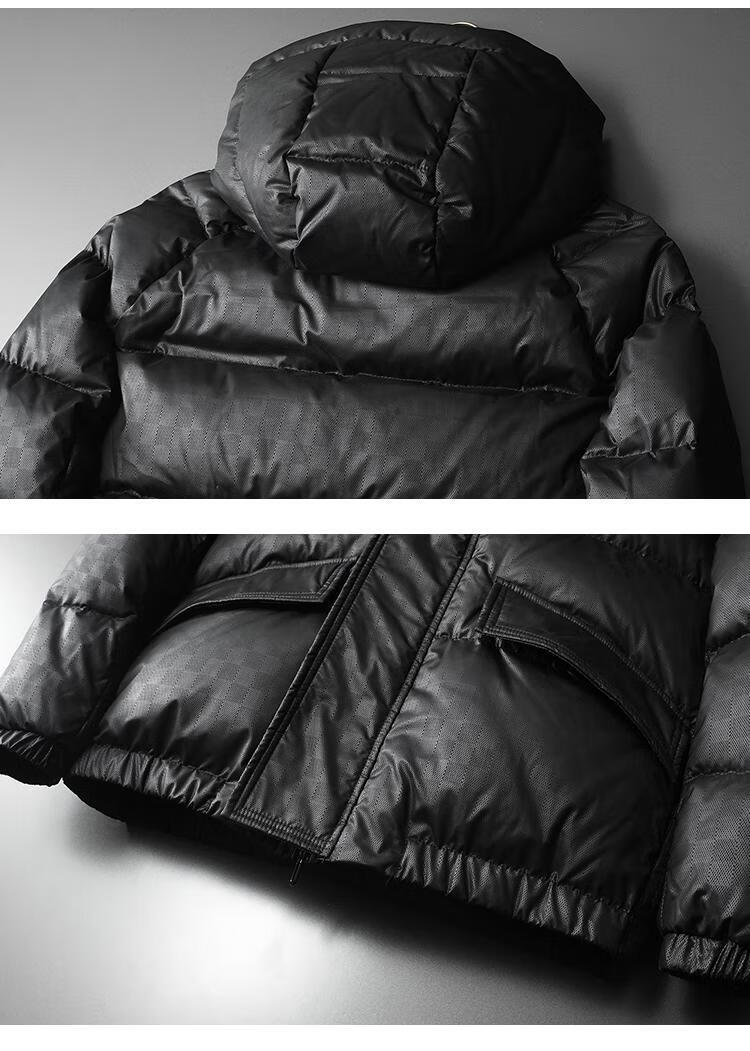 fekked香港潮牌2022男士冬季哑光潮款时尚加厚连帽白鸭绒格纹羽绒服服