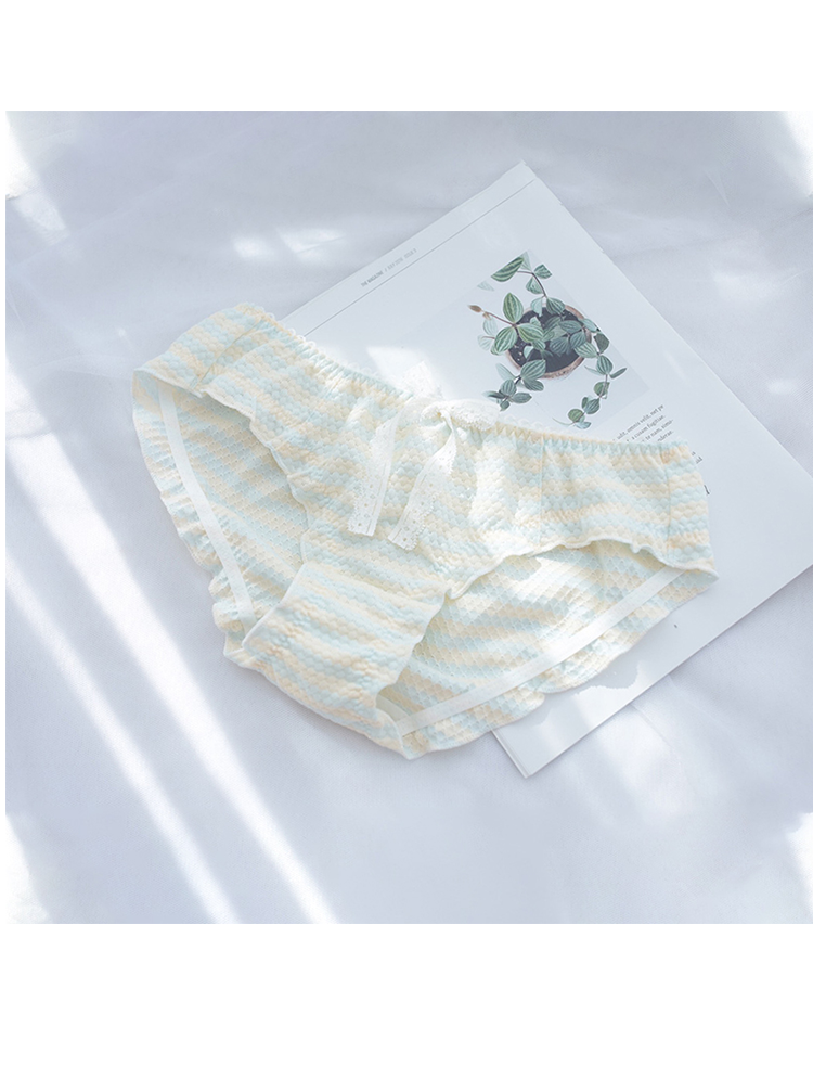 行临蓝白条纹内裤女少女学生韩版简约潮流日系纯棉裆三角裤 007-2 深