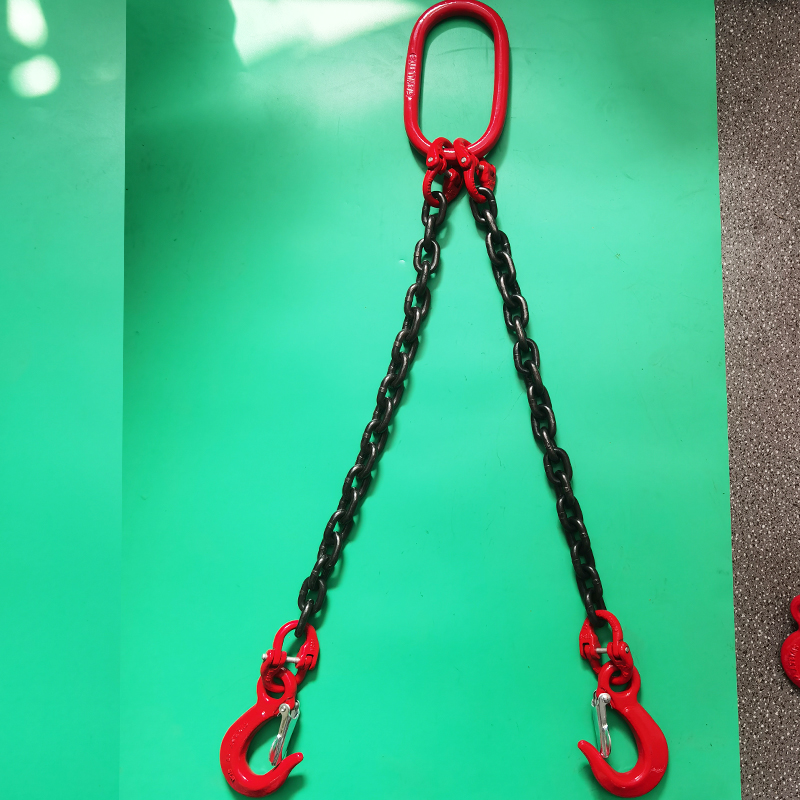 起重链条吊钩吊环专用小细吊勾双钩吊链行车叉车四勾吊链双链挂钩 双