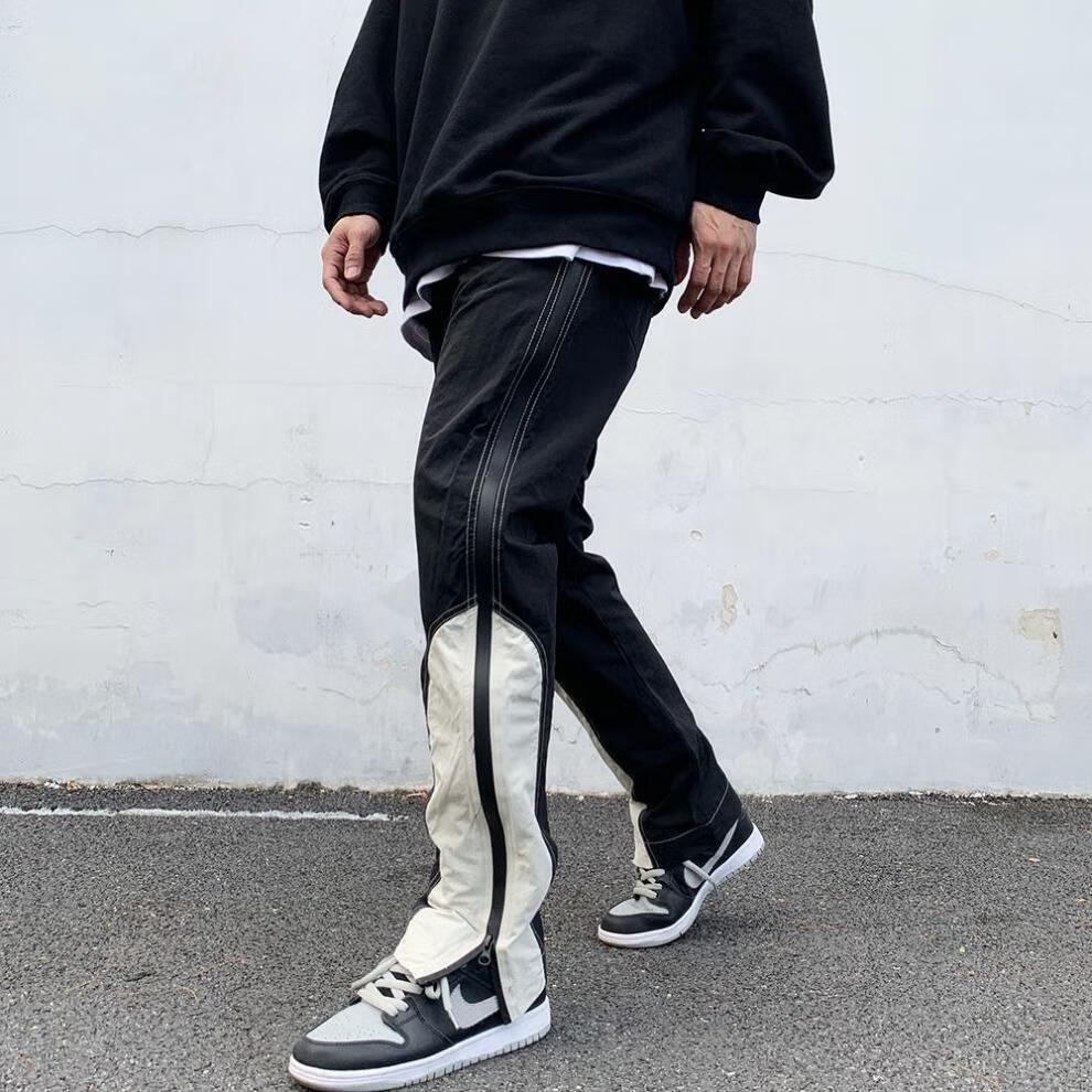 shanluo欧美街头高街嘻哈gali同款侧边机能工装拼接拉链休闲运动长裤