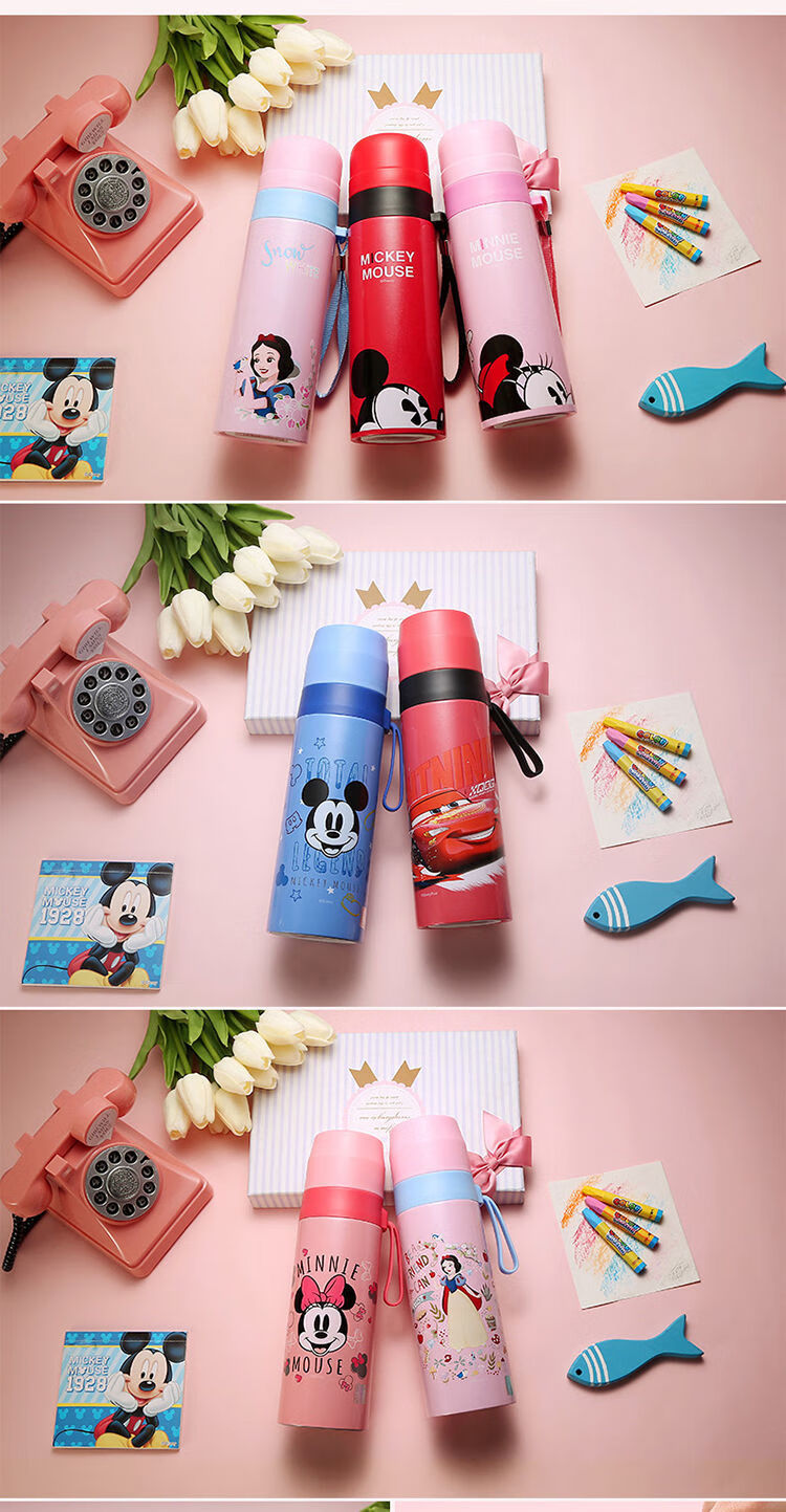 60迪士尼disney保温杯幼儿园男女小学生不锈钢大容量便携式头470ml