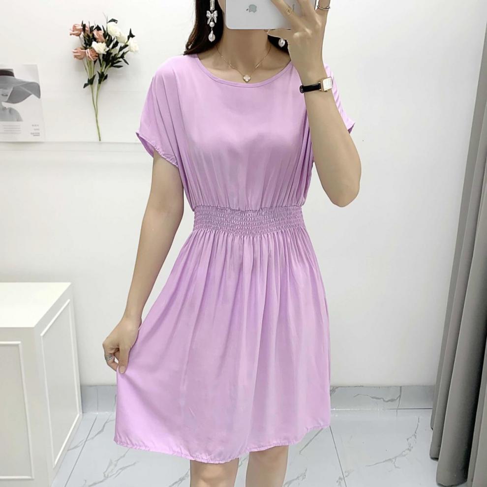 棉绸连衣裙年轻款棉绸碎花连衣裙短裙小个子大显瘦印花裙子沙滩裙海边
