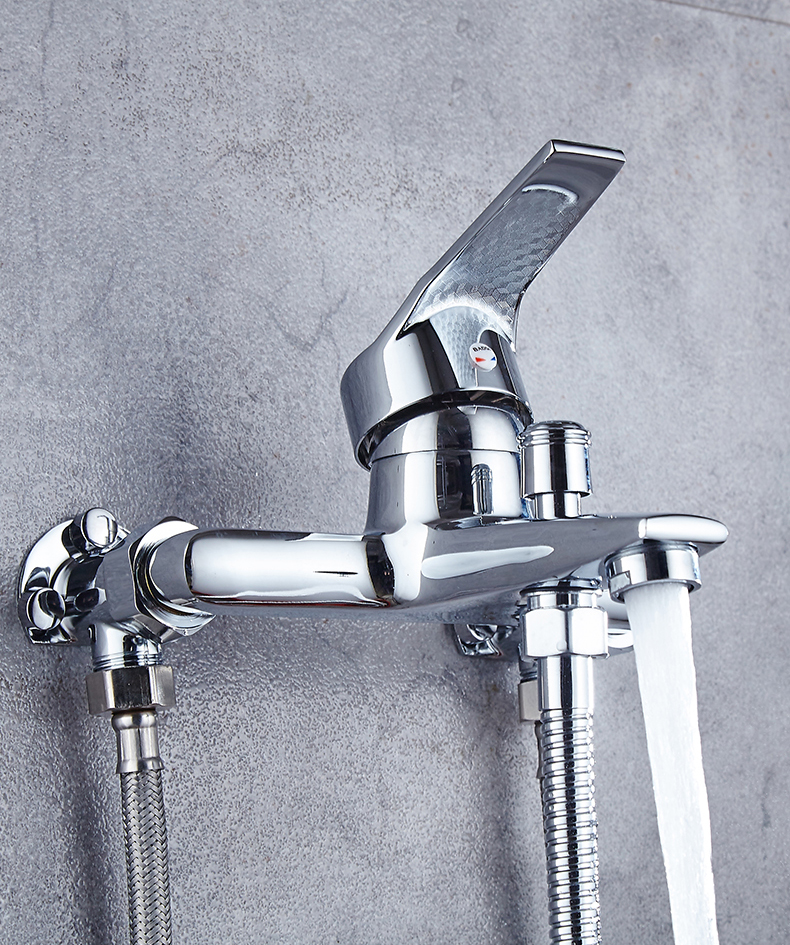 全铜明装三联太阳能混水阀淋浴器水龙头冷热水 配件花洒套装家用 合金