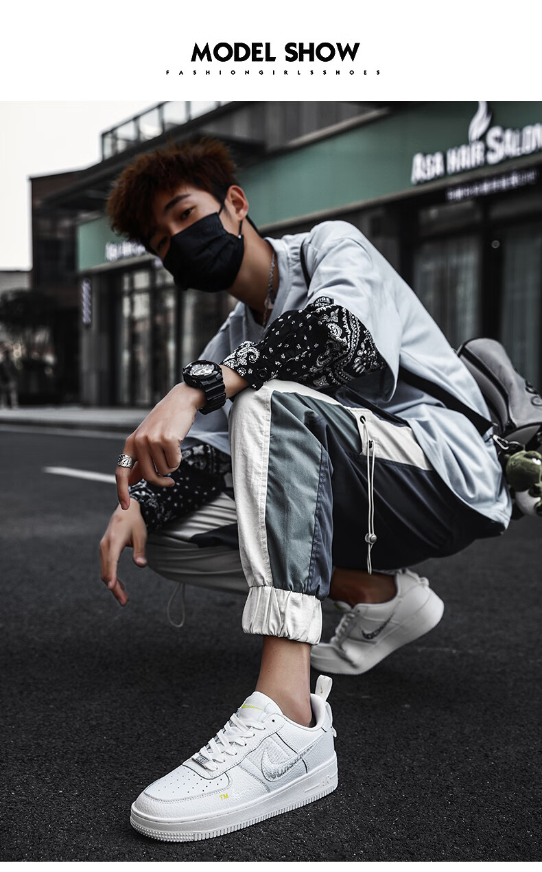 【官网旗舰店】af1男板鞋低帮aj权志龙男鞋小麦色秋季纯白女鞋 旗舰