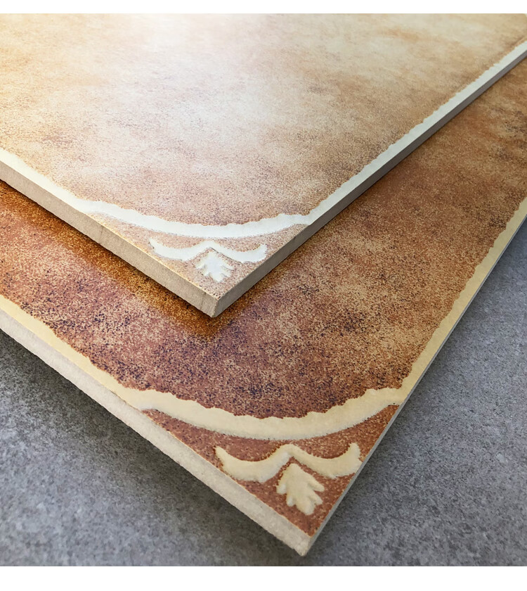 500美式田园风格客厅餐厅地砖欧式瓷砖卧室别墅洋房直角角花仿古 红