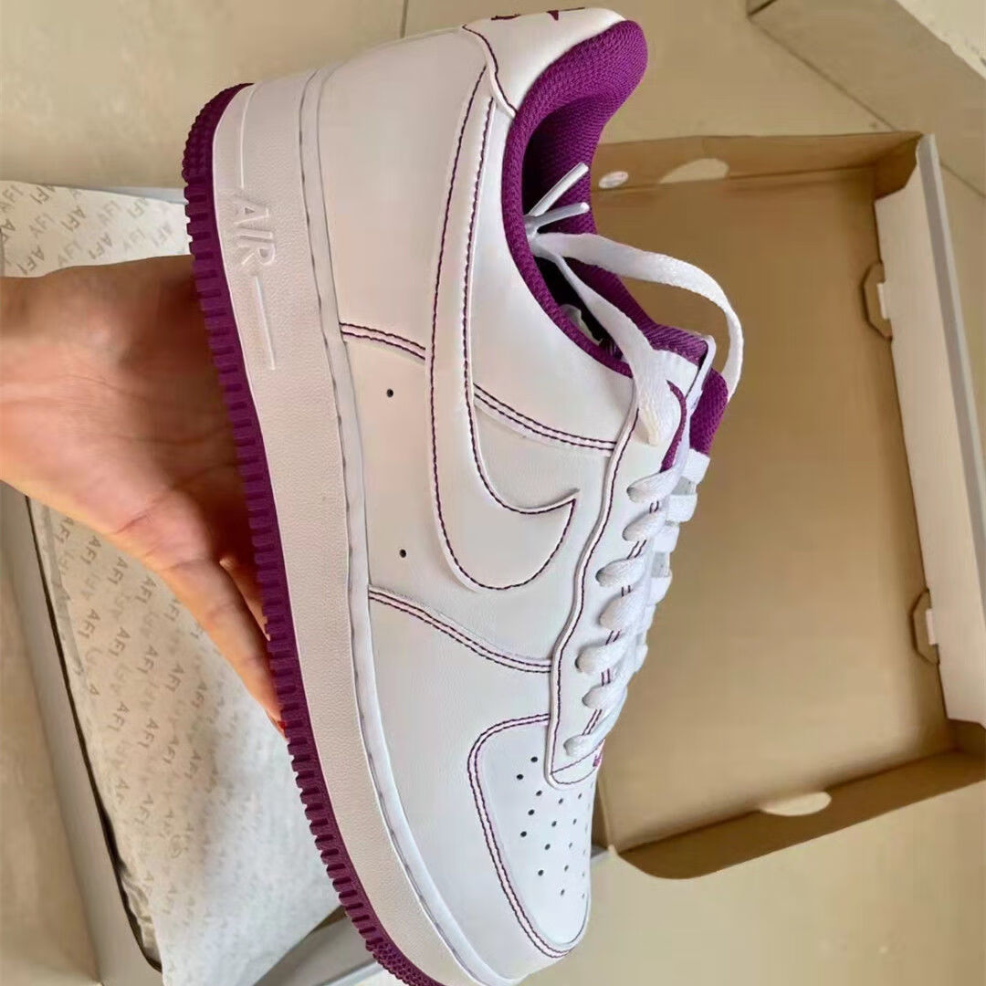【公司级】纯原高版本 af1空军一号低·帮白紫底缝线男女休闲运动板鞋