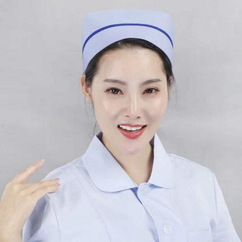 护士帽格尔护士帽女白色均码燕尾帽手术室诊所医院护士帽 天蓝色燕尾