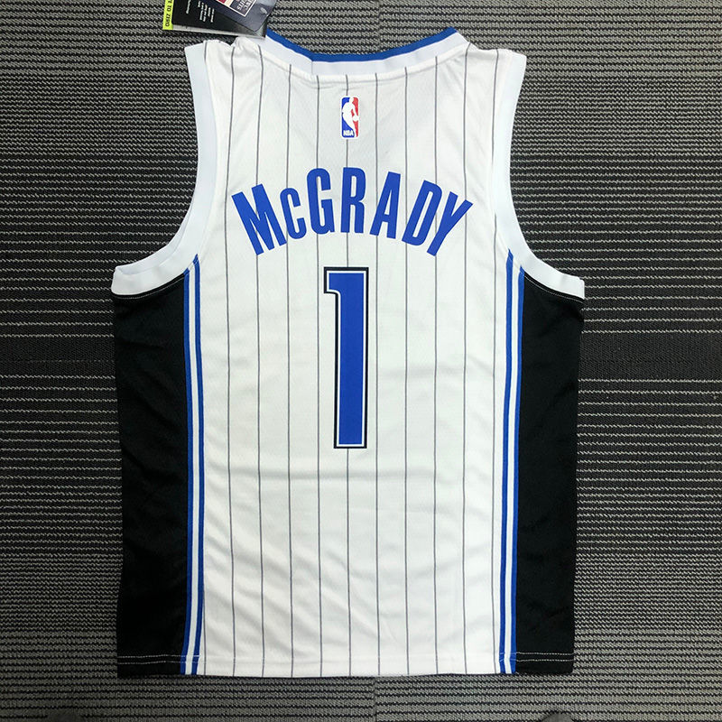 腾讯·体育nba 魔术队蓝色复古1号麦迪球衣运动背心热压布印篮球服高