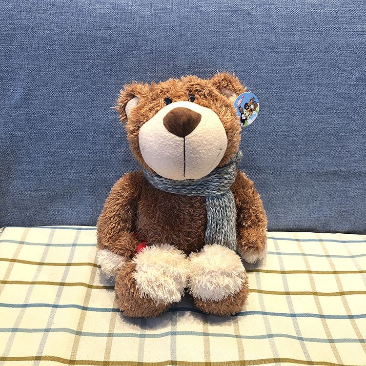 nici可爱泰迪熊公仔爱心围巾熊毛绒玩具玩偶布娃娃儿童生日礼物 棕色