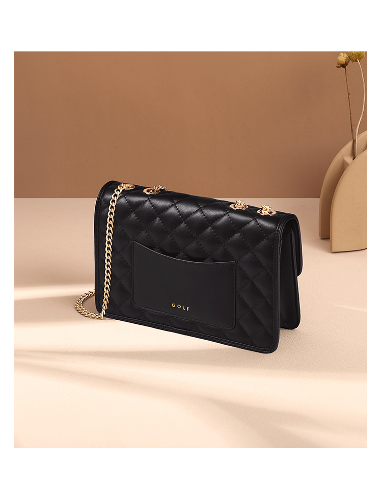 golf高尔夫包包新款潮时尚真皮菱格链条包女大容量单肩斜挎包腋下包