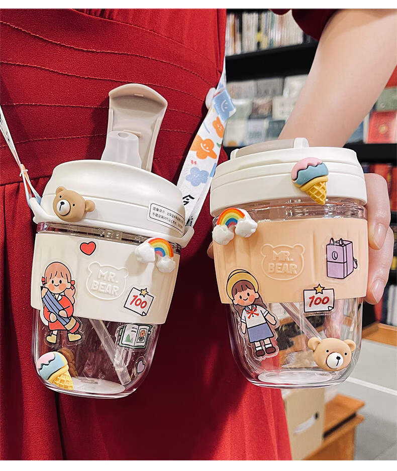 thermos日本膳魔师水杯同款高颜值水杯女夏季简约日系便携可爱网红带