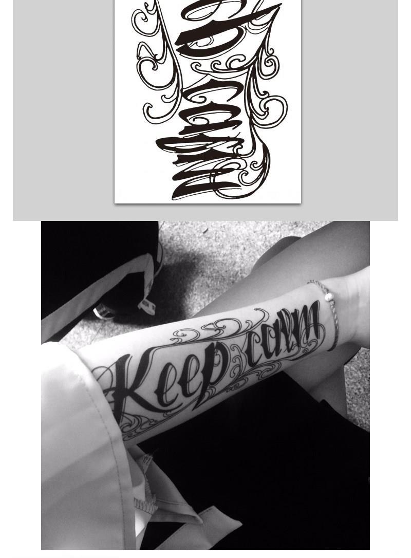 纹身贴ins风纹身贴大图英文花体/保持冷静/花臂纹身贴纸防水男女刺