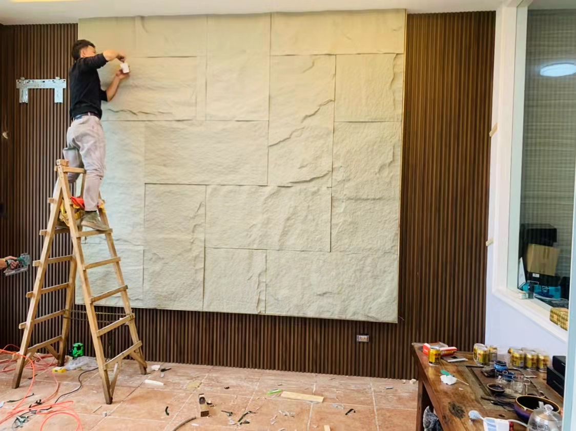 轻质文化石pu石皮外墙砖电视背景墙蘑菇石仿真天然文化砖人造石材 石