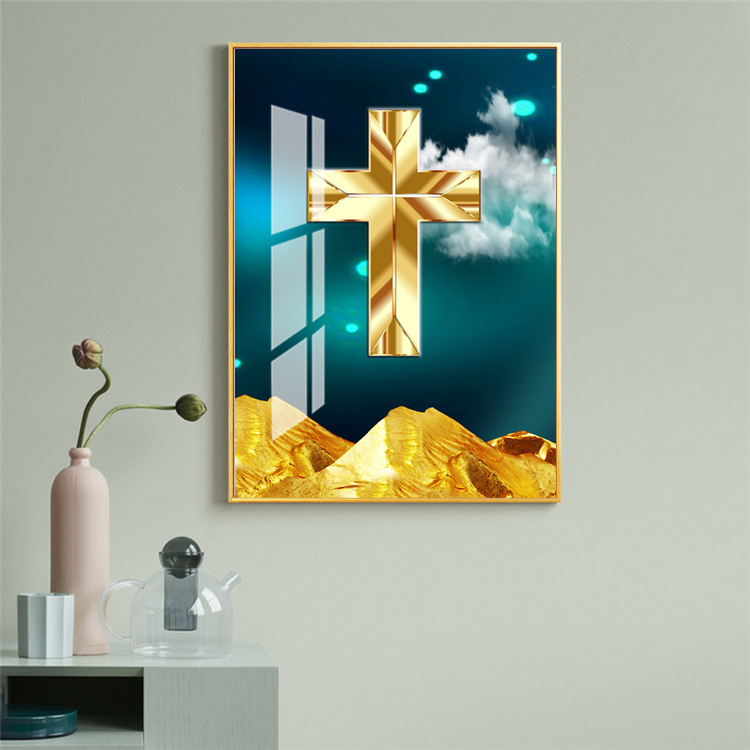 十字架墙壁装饰 基督教十字架装饰画客厅沙发背景墙壁画北欧现代挂画