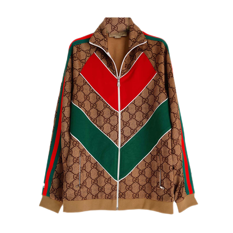 精品gucci古驰女士运动服满满的gg印花经典红绿条纹男女都能穿656511x