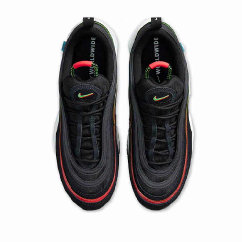 nike耐克air max 97 worldwide全掌气垫男子黑红绿反光气垫运动休闲鞋