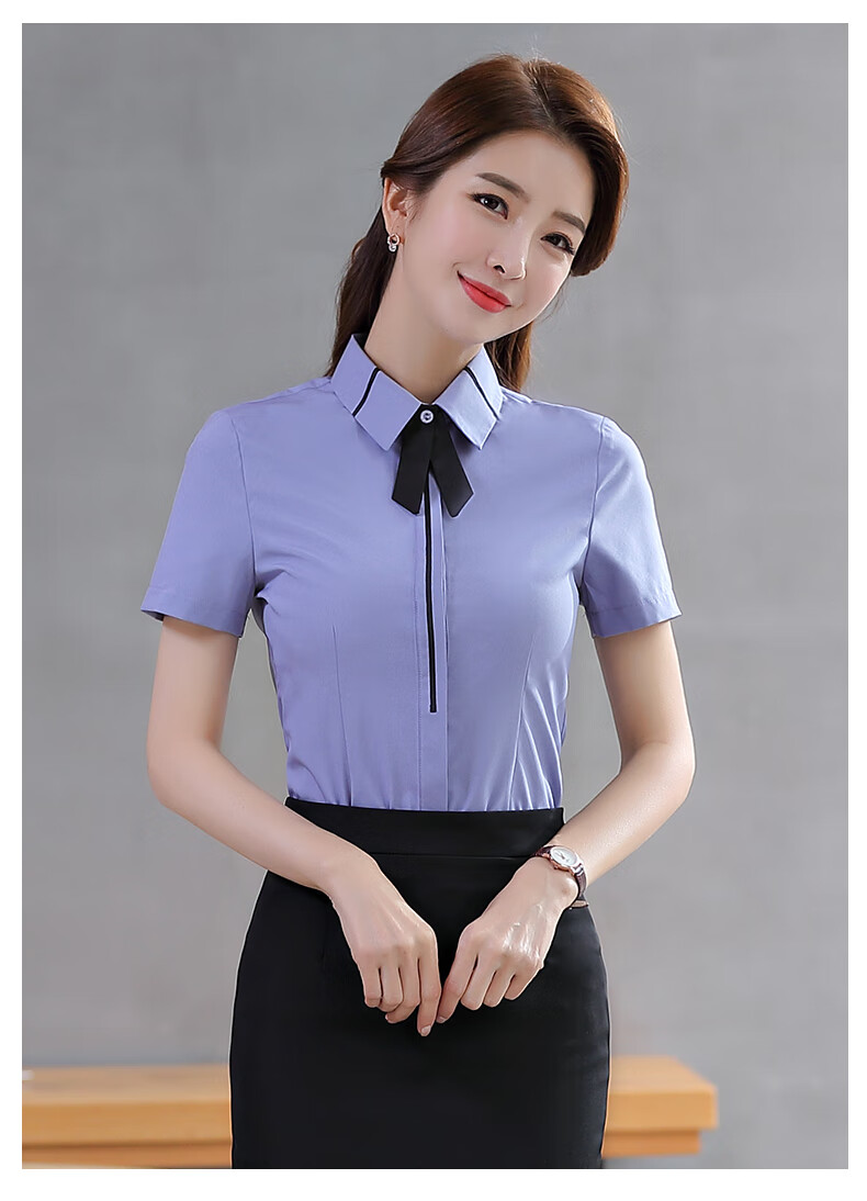 佳昭 职业套装女夏季短袖衬衫套裙工装教师正装珠宝店酒店前台工作服