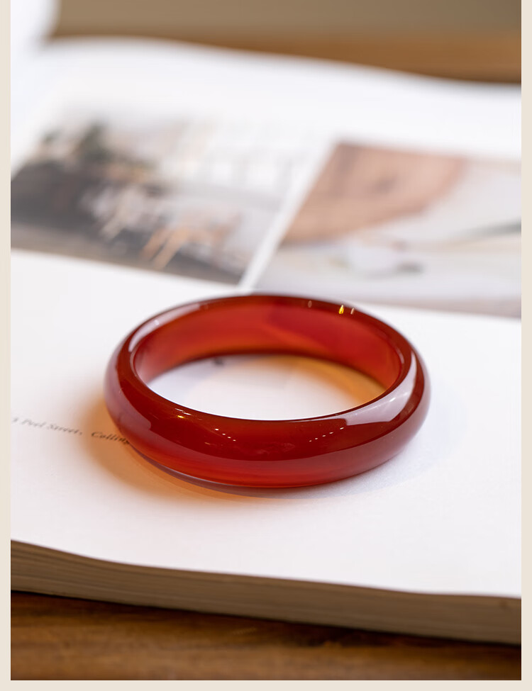 奢珑 天然红玛瑙手镯女玉镯子红色手镯玉髓玛瑙镯子细条女款玉石镯子