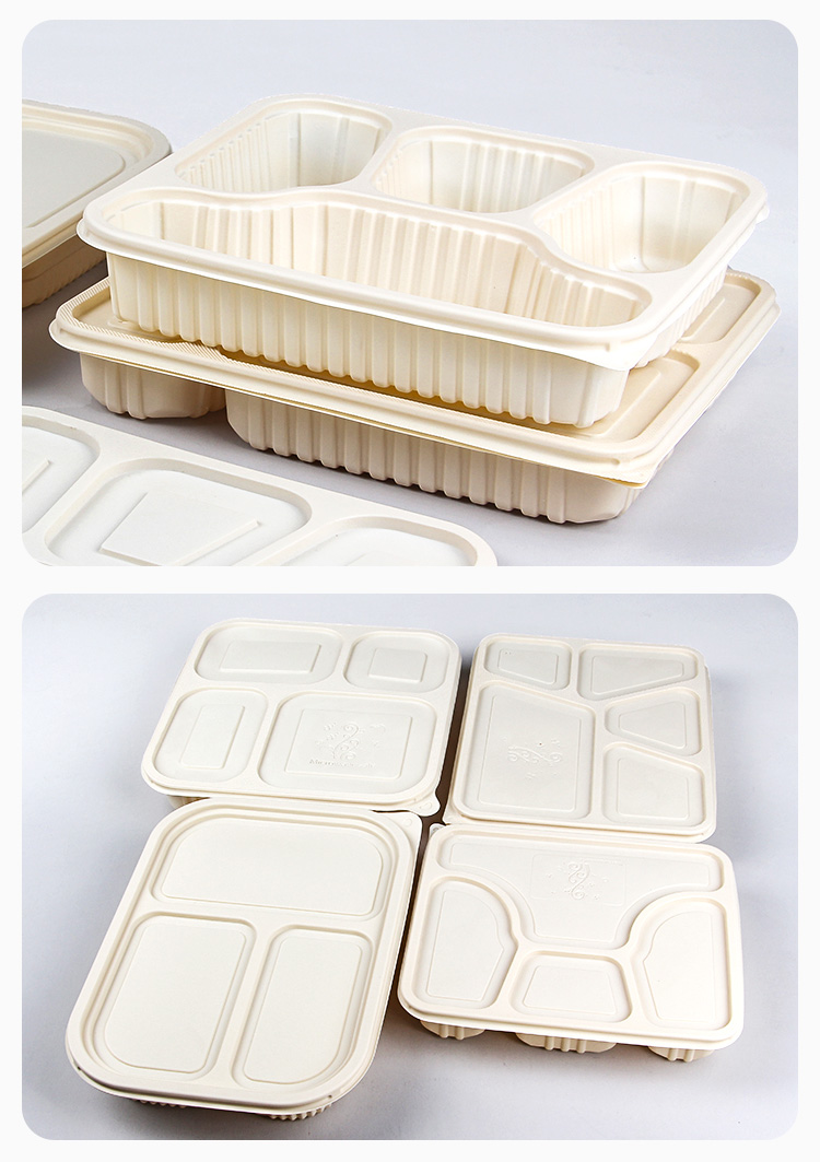 环保一次性餐盒四格外卖打包盒玉米淀粉材料可降解分格饭盒 四格800ml
